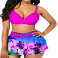 thumbnail image 2 of MesaSe Women 2Pcs Swimsuit Set  Solid Color Wrap Bikini Tops + Ruffle Skirt Bottom Set Beach Swimwear, 2 of 5