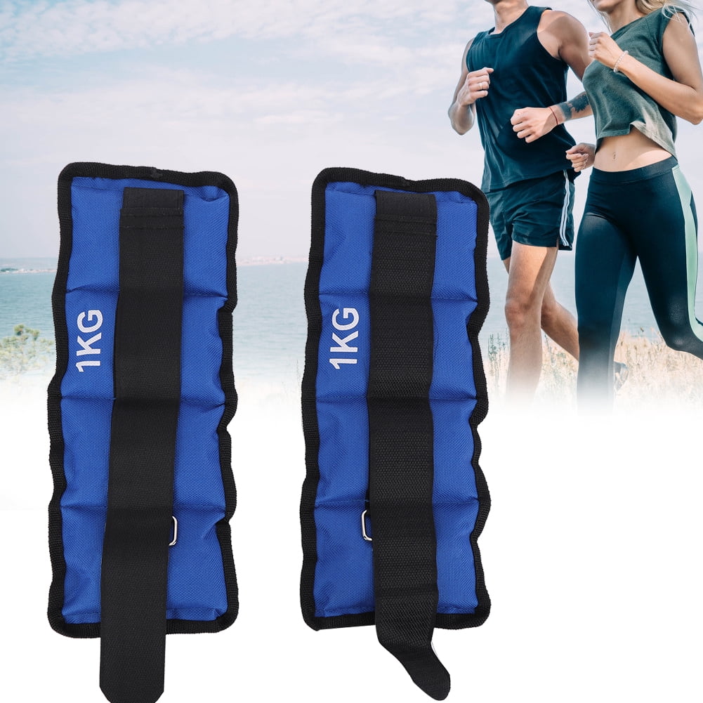 LAZIOEGR 2Pcs 2.2 lbs / 1KG Adjustable Leg Ankle Wrist Sandbag Weights Strap Strength Training Equipment for Gym Fitness Yoga Running