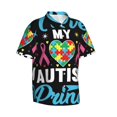 thumbnail image 2 of Balery I Love My Autism Print Men's Hawaiian Shirts Short Sleeve Beach Shirt Relaxed Fit Vacation Button Down Shirts-Large, 2 of 9