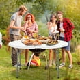 thumbnail image 6 of OSM 5.5Ft Round Folding Table, Indoor Outdoor Plastic Dining Card Table with Handle and Lock for Picnic Party Banquet Wedding, WHT, 6 of 7