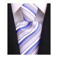 thumbnail image 1 of Scott Allan Navy Blue and Gray Tie | Regular Size 3.3" at Tip | Jacquard Woven Stripe Tie | Blue Grey Wedding Tie, 1 of 5