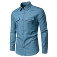 thumbnail image 2 of DDAPJ pyju Mens Cargo Work Shirts Slim Fit Long Sleeve Button Down Shirt Business Casual Shirts with Flap Pockets Light Blue XL, 2 of 9