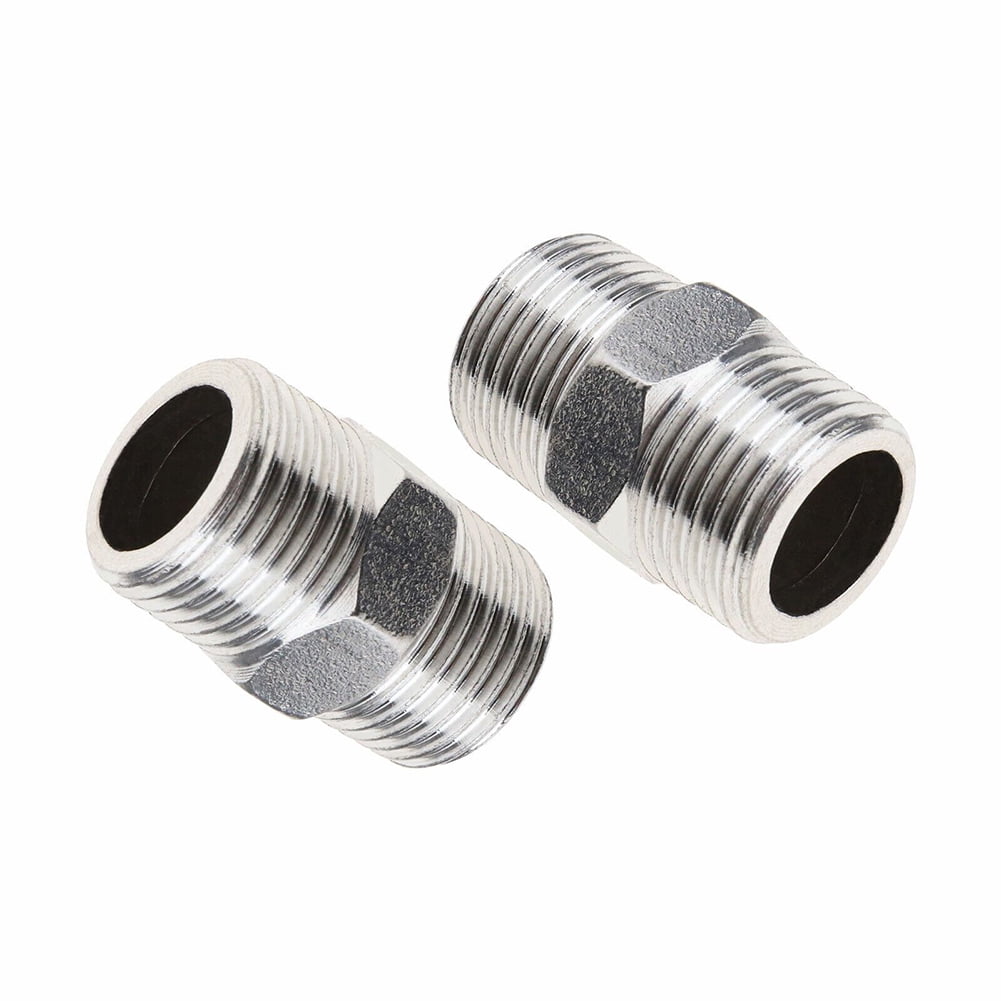 Leye Solid Brass Pipe Fitting,Hex Nipple,Shower Hose Extension,NPT1/2 Male x NPT 1/2 Male,Shower