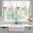 thumbnail image 5 of Country Colorful Tie Up Curtain 45 Inches Long, Daisy Wildflowers Retro Farm Botanical Balloon Style Kitchen Window Curtain Over Sink, Small Window Rod Pocket Curtain 42"x45", 5 of 9