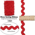 thumbnail image 2 of Cinta de zigzag roja de 12.5 yardas para coser, cinta de zigzag de 1/2 pulgada, cinta de poliéster, flecos ondulados en zigzag, adorno de encaje, tela tejida en forma de S con carrete, 2 of 9