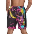 thumbnail image 4 of Uemuo Neon Gothic Skull Moon Pattern Mens Swim Trunks Quick Dry Board Shorts with Mesh Lining, Stretch Beach Shorts Quick Dry No-Chafing Board Shorts-Small, 4 of 9