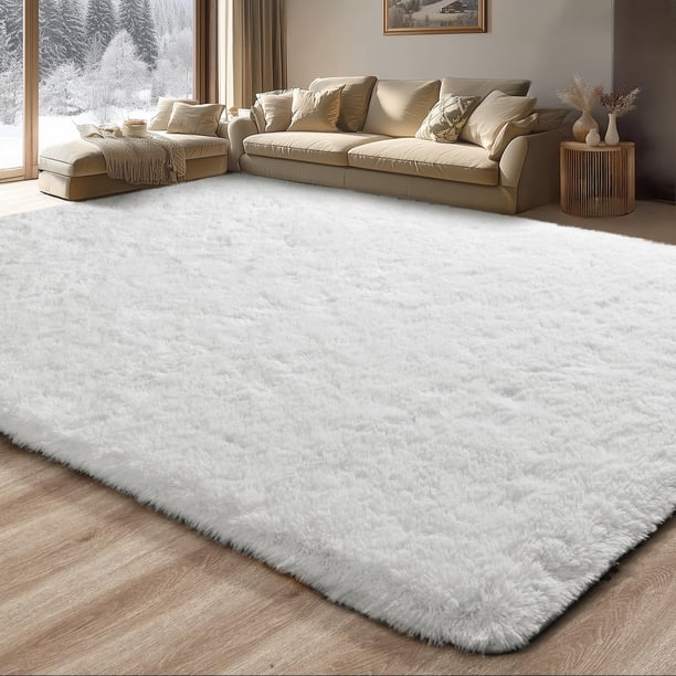 Alfombra Merelax Suave de Peluche Esponjoso 152x244 cm Marfil