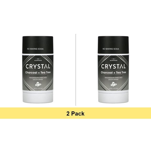 Crystal Deodorant Stick Magnesium Charcoal Tea Tree - 2.5 Oz - 2 Pack