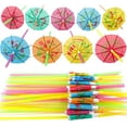 thumbnail image 4 of Gallickan 200 Pcs Umbrella Drink Straws, Plastic Fancy Cocktail Straws, Tropical Party Straws for Hawaiian/Birthday/Pool Party Decorations, 200pcs, 4 of 9
