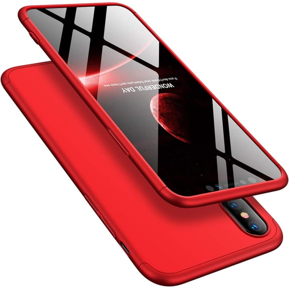 iPhone Xs Max Case, Xs Max Phone Case Ultra-Thin Slim Fit PC Hard 3 in 1 Matte Back Shockproof Protective Case for Apple iPhone Xs Max 6.5 Inch- Red
