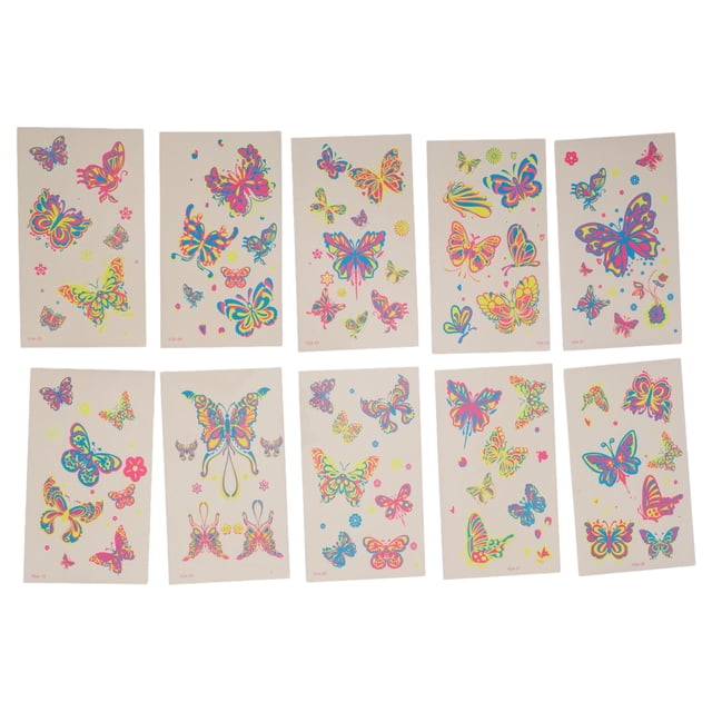 Unique Bargains 1 Set Water-Resistant Fake Tattoos ButterflyTemporary Tatto for Adult Assorted Color