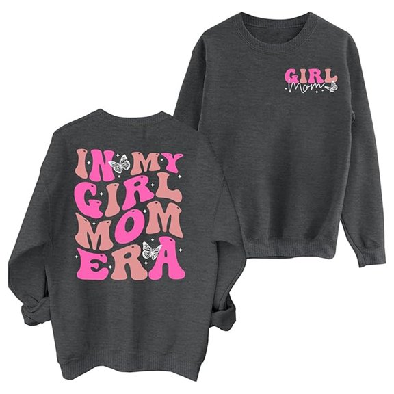 LILIYA In My Girl Mom Sweatshirt for Women Crewneck Funny Mama Letter Graphic Hoodie Top Cool Mom Shirts Casual Long Sleeve Pullover Tops