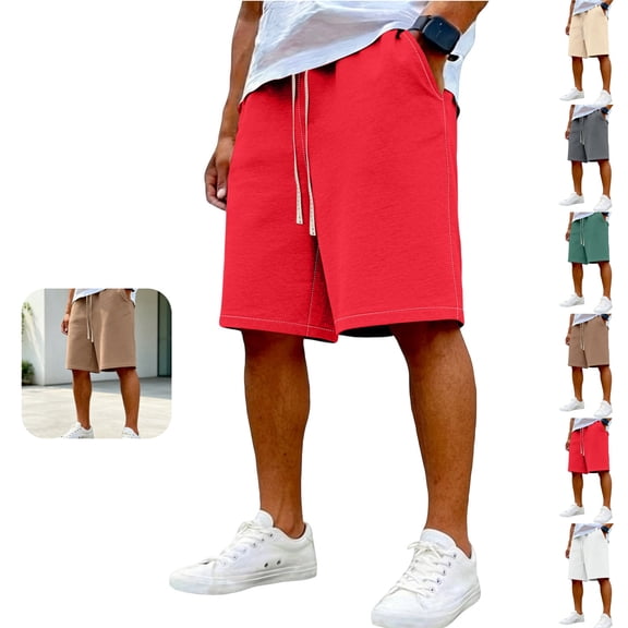 Mfakffe Mens Casual Athletic Shorts Drawstring Elastic Waist Loose Fit Fashion Workout Shorts Lightweight Knee Length Walking Pants