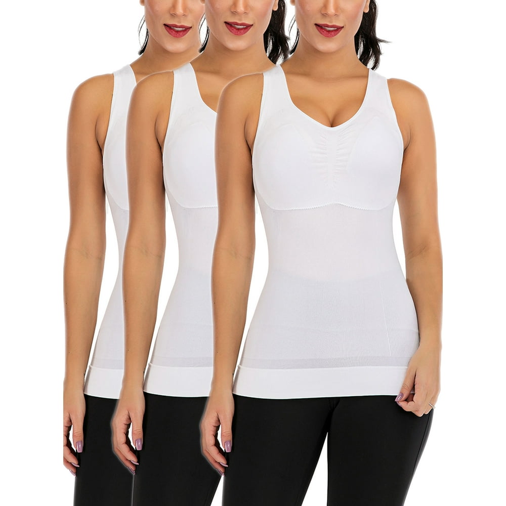 Lelinta Lelinta Women S 3 Pack Compression Camisole With Built In Bra Padded Lightweight Tank