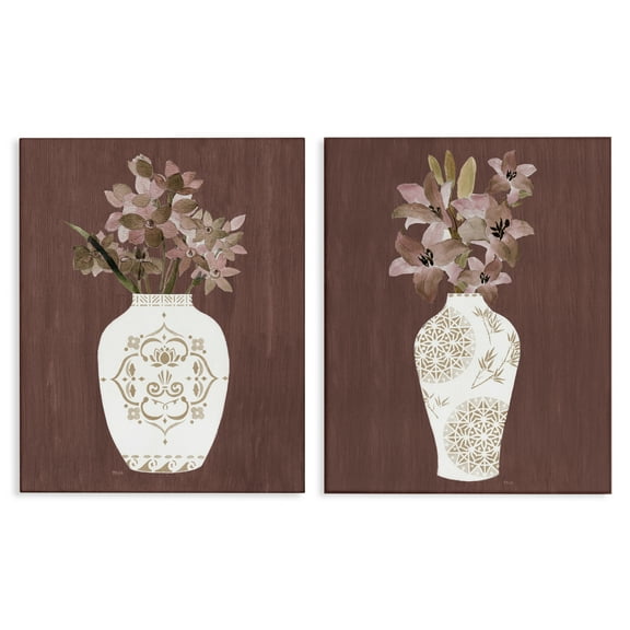 Stupell Industries Rustic Boho Bouquets Plants & Flowers Painting Wrapped Canvas Art Print Wall Art, 16 x 20, Set of 2