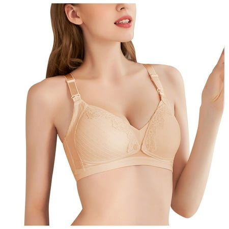 

JDEFEG Plus Size Lingerie for Women with Front Buckle Women Bra Gathered Maternity Underwear Feeding Peignoir Negligee Nightie Nightgown Cotton Blend Beige 75C