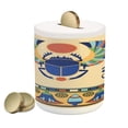 thumbnail image 1 of Egyptian Print Piggy Bank, Antique Historical Culture of Scarab Eye Ornaments, Ceramic Coin Bank Money Box for Cash Saving, 3.6" X 3.2", Multicolor, by Ambesonne, 1 of 4