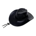 thumbnail image 1 of Sombrero de vaquero para hombre, sombrero de jazz de ala ancha con correa ajustable para la barbilla, duradero Negro, 1 of 9