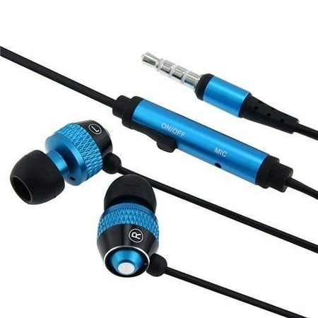 Blue In-Ear Headphones Earphones Earbuds with Mic Microphone for Cell (Best Mobile Earphones With Mic Under 1000)