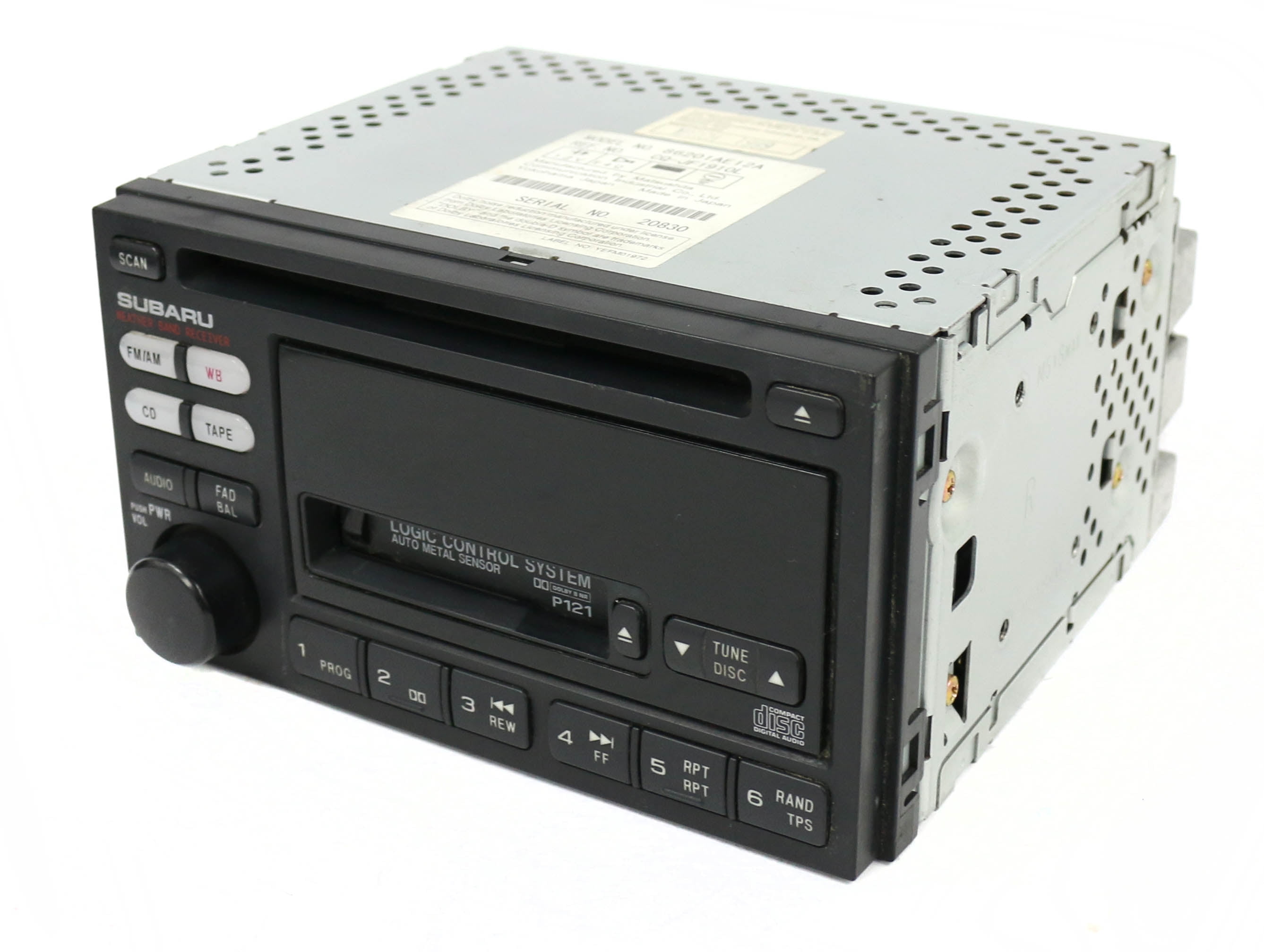 Restored 2000-02 Subaru Legacy AM FM Radio CD Cassette Player 86201AE12A Face Code P121 (Refurbished)