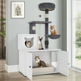 thumbnail image 2 of Dextrus 2-in-1 Cat Tree with Litter Box Enclosure,53.5" Large Modern Cat Condo with Scratching Posts, Perch, Food Station, Hammocks, Scratch Post, White, 2 of 10