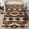 thumbnail image 3 of Manfei Hippie Aztec Bed Sheets Queen, Pale Brown Queen Sheet Sets, Bohomian Western Bedding Sets Queen Size, Microfiber Room Decoration, 4 Pieces, 3 of 7