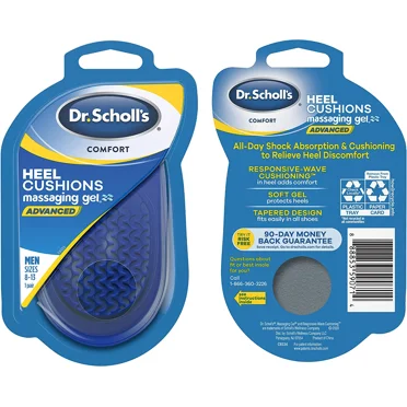 Dr. Scholls Comfort Heel Cushions Advanced Massaging Gel Men's 8-13 - 1 Pair, 3 Pack