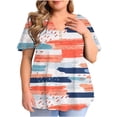 thumbnail image 4 of Birdeem Blouse Décontractée à Manches Courtes Imprimée pour Femmes, Grande Taille, à Volants, Col en V, 4 of 6