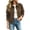 Brown, variant on Wensltd Women Cropped Collar Button Front Long Sleeve Jacket Front Pockets Casual Outerwear Tops