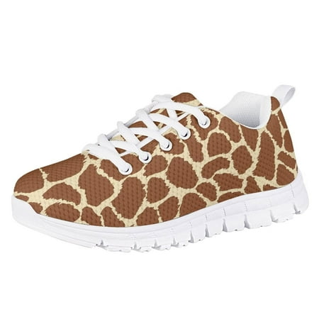 

HUGS IDEA Sneakers for Kids with Designs Low Top Giraffe Stripes Graphic Print Footwear Fall Boys Girls Lightweight Ultralight Jogging Lace Up Shoes Size 5