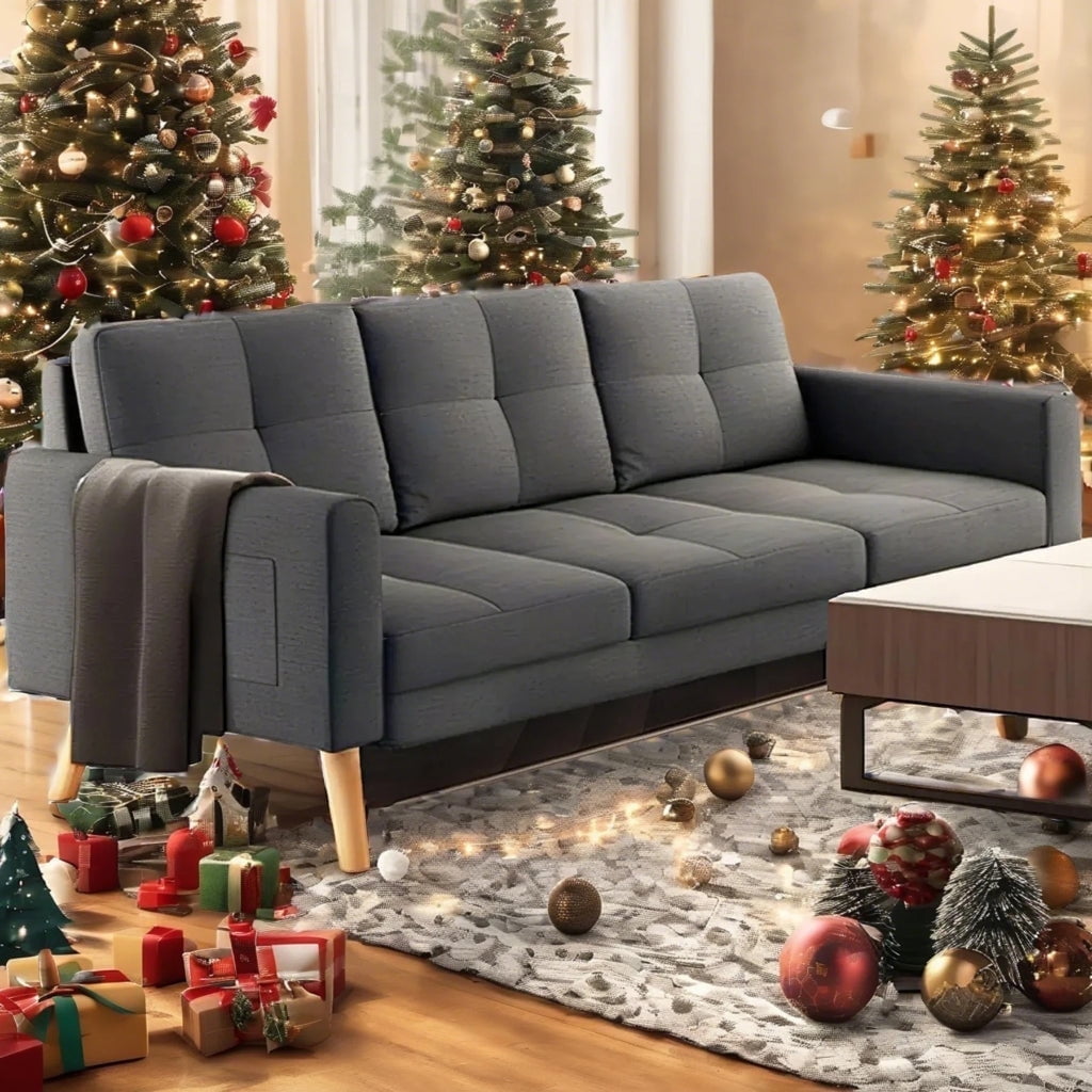 Aiho 67" L Modern Loveseat Sofa, Sofa with 3 Comfortable Pillows for Apartment, Dorm Room, Office, Bedroom - Deep Gray