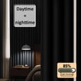 thumbnail image 3 of Black Beige Striped Blackout Curtains for Bedroom/Living Room, Pinch Pleated Black Out Curtains, Modern Farmhouse Retro Lines Room Darkening Window Drapes with Hooks 2 Panels, 59"x70", 3 of 8