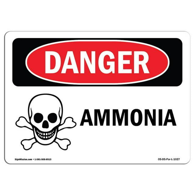 SignMission OS-DS-A-1218-L-1027 12 x 18 in. OSHA Danger Sign - Ammonia