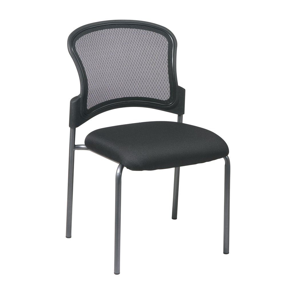 Office Star Reception Chair with ProGrid Back in Coal, Armless, Titanium Finish