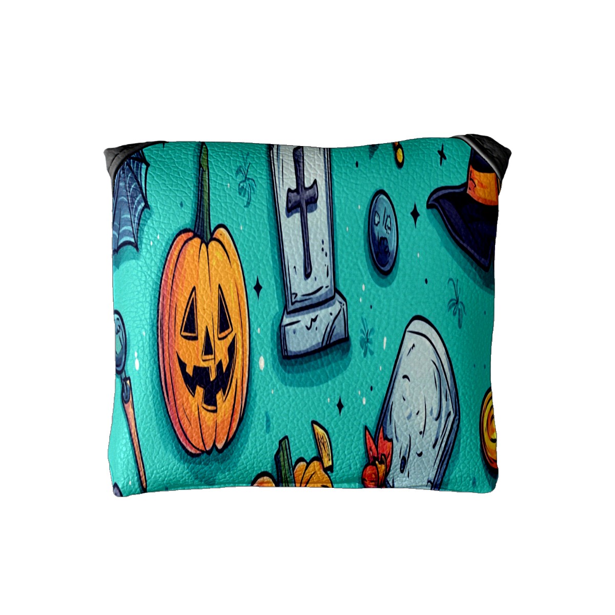 Golf Mallet Putter Cover Premium Leather Waterproof Golf Putter Head Cover with Magnetic Closure Pumpkin Witch Hat