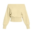 thumbnail image 5 of cocolona Off Shoulder Cropped Sweatshirts for Women Solid Color Long Sleeve Casual Shirts Sporty Trendy Fall Outfits, 5 of 7