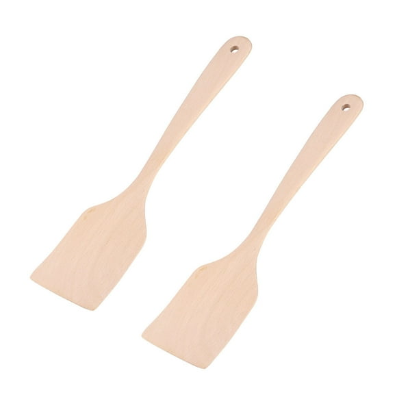 2 PCS Kitchen Wooden Spatulas Natural Non-stick Beechwood Turners Practical Kitchen Flat Shovels (33.5x8cm)