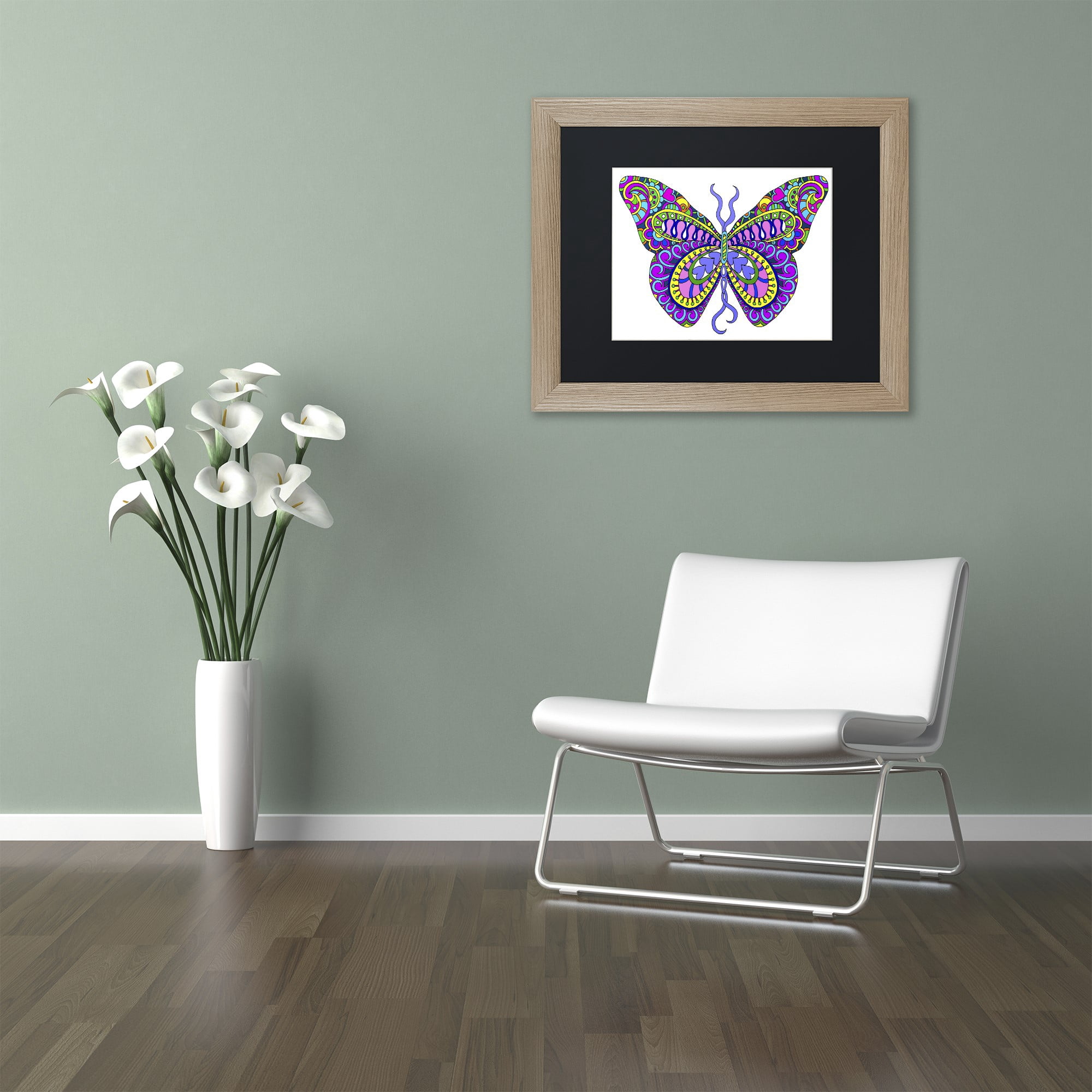 Trademark Fine Art "Bashful Garden Butterfly Blooming" Canvas Art by Kathy G. Ahrens, Black Matte, Birch Frame