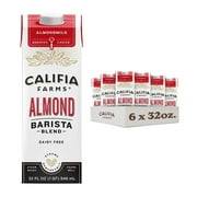 Califia Farms - Original Almond Barista Blend Almond Milk 32 Oz (Pack Of 6), Shelf Stable, Dairy Free, Plant Based, Vegan, Gluten Free, Non Gmo, High Calcium, Milk Frother, Creamer