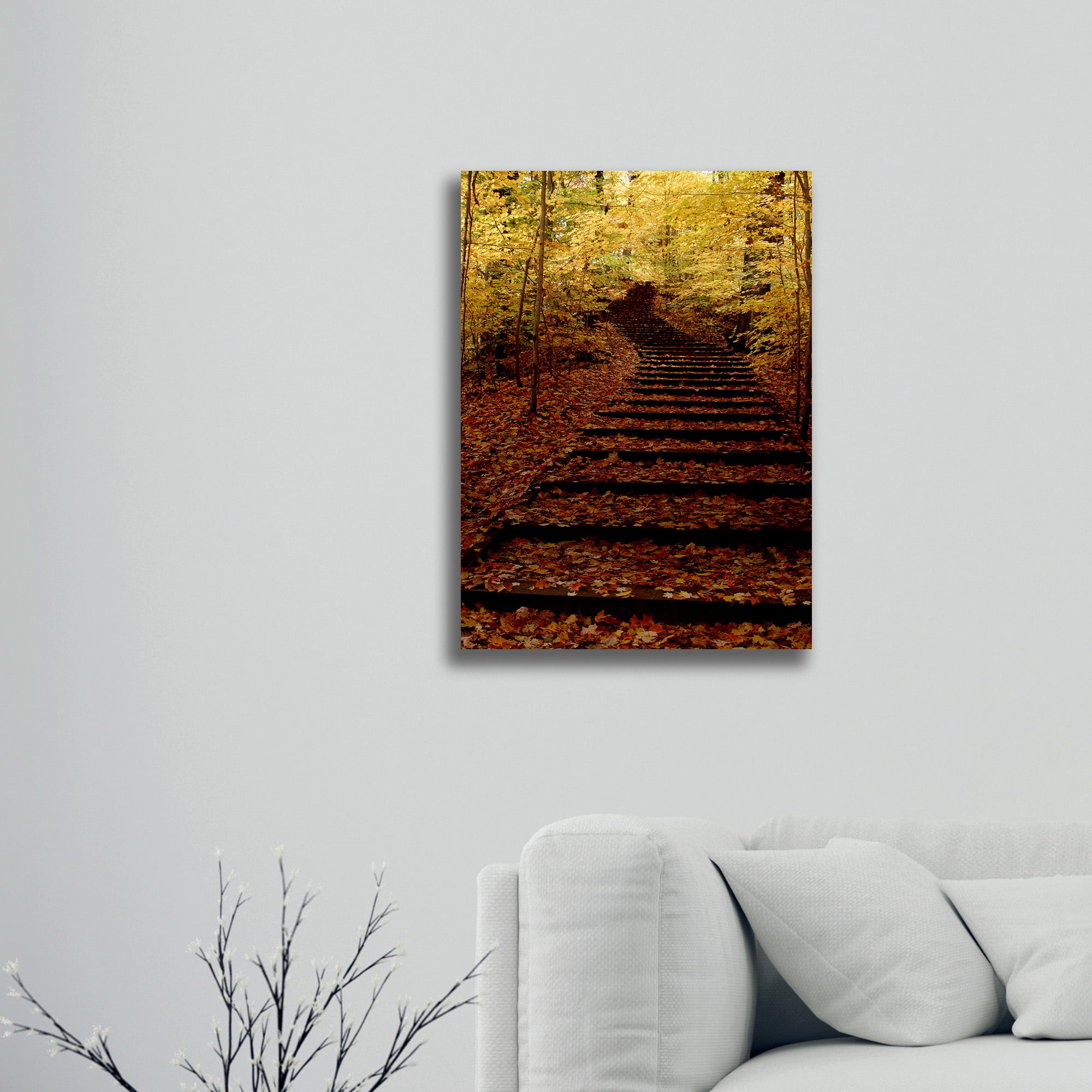 Trademark Fine Art 'Fall Stairway' Brushed Aluminum Wall Art Art by Kurt Shaffer