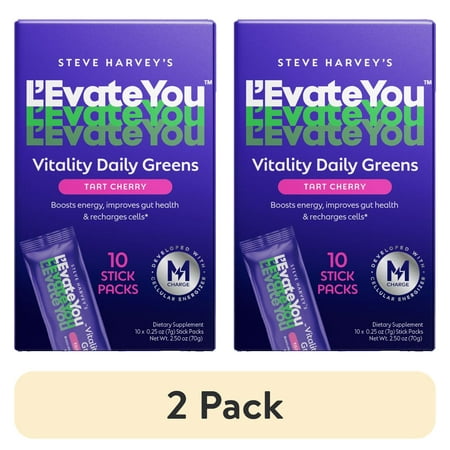 (2 pack) L'Evate You Vitality Daily Greens - Dietary Supplement - Tart Cherry - 10 Count