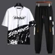 thumbnail image 3 of Ropa para hombre Chándal con alfabeto, camiseta negra, estampado para hombre, ropa deportiva, conjuntos de pantalones elegantes, Kpop elegante, verano, algodón, 3 of 5