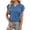 Blue, variant on Female T-Shirts Lightweight Notched V Neck Ruffle Flutter Short Sleeve Casual Loose Fit Work Home Vacation Top