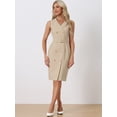 thumbnail image 3 of DARING DIVA Sleeveless Notched Lapel Double Breasted Blazer Dresses M Khaki, 3 of 6