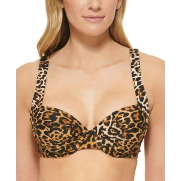 Calvin Klein JAGUAR Printed Underwire Convertible Bikini Bra Swim Top, US Large