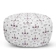 thumbnail image 1 of Unicorn Pouf Cover with Zipper, Cartoon Drawn Flower Ornamental Caticorns Kitty Cat Heads Stars Dots Pattern, Soft Decorative Fabric Unstuffed Case, 30" W X 17.3" L, White Black Lilac, by Ambesonne, 1 of 5