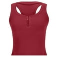 thumbnail image 7 of Women's Henley Crop Tank Tops Button up Sleeveless T Shirts Workout Summer Casual Slim Fit Solid Color Blouses (M, Red), 7 of 7