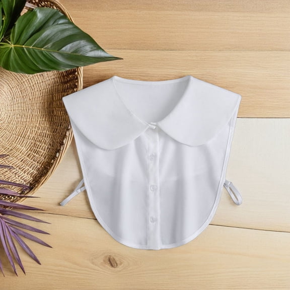 PBPBOX Faux Collar Detachable Blouse Insert Chiffon White 1Pack for Women Office and Social Gatherings