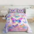 thumbnail image 2 of Castle Fairy Gradient Butterflies Bedding Comforter Set 2pcs for Kids Children,Kawaii Ombre Rainbow Twin Comforter Sets Microfiber,Dreamy Princess Breathable Bedding Set,Lightweight Room Decor, 2 of 8