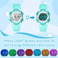 thumbnail image 2 of Juboos Reloj Digital para Niños Niñas de 5 a 18, Reloj de Pulsera Deportivo para Exteriores con Luz LED de 7 Colores, Reloj Resistente al Agua hasta 5 ATM con Alarma, Cronómetro, 2 of 5